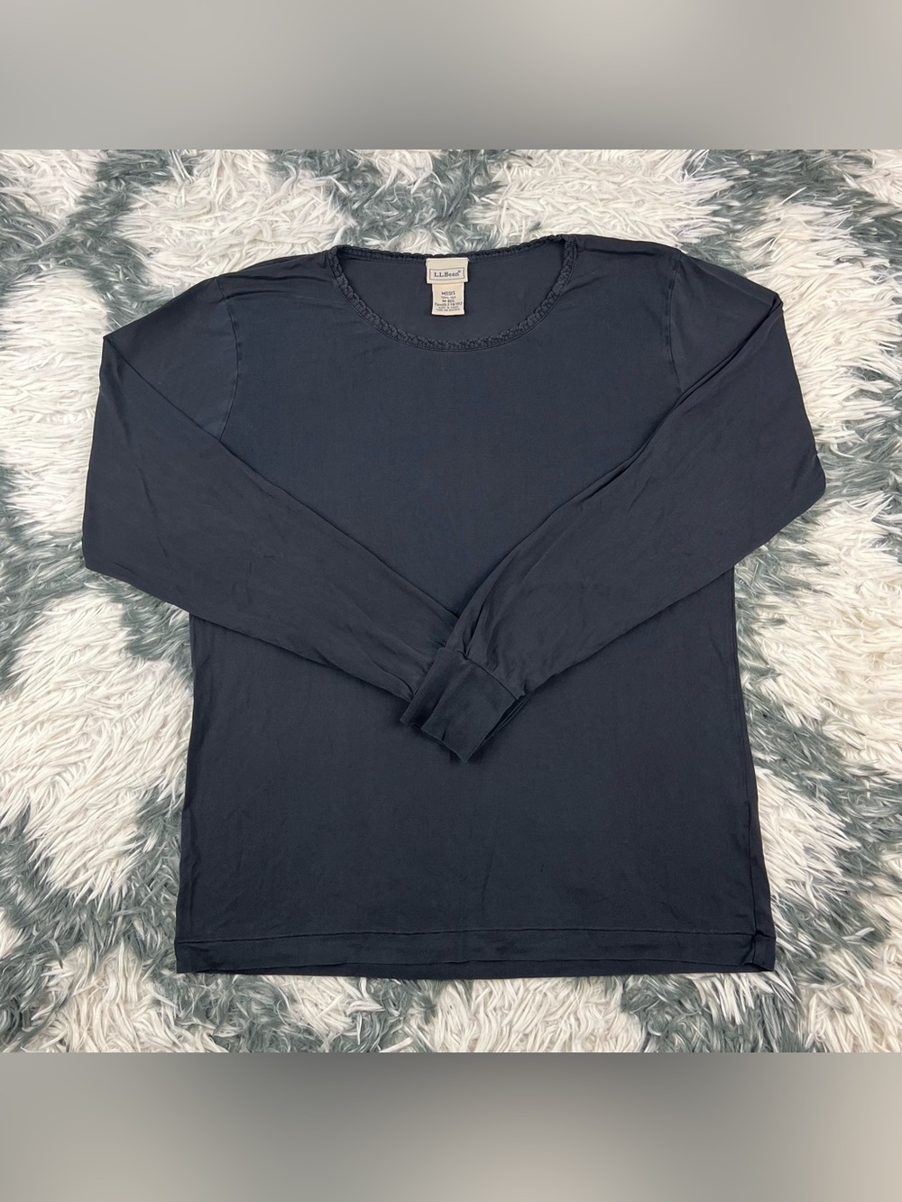 LL Bean Women’s Black VTG Silk Baselayer Thermal Long Sleeve Size Medium